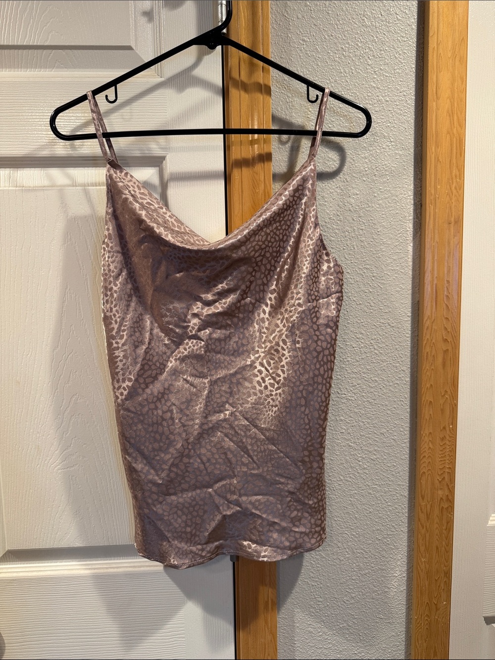 Satin Cowl Neck Slip Tank Top - Blush Pink